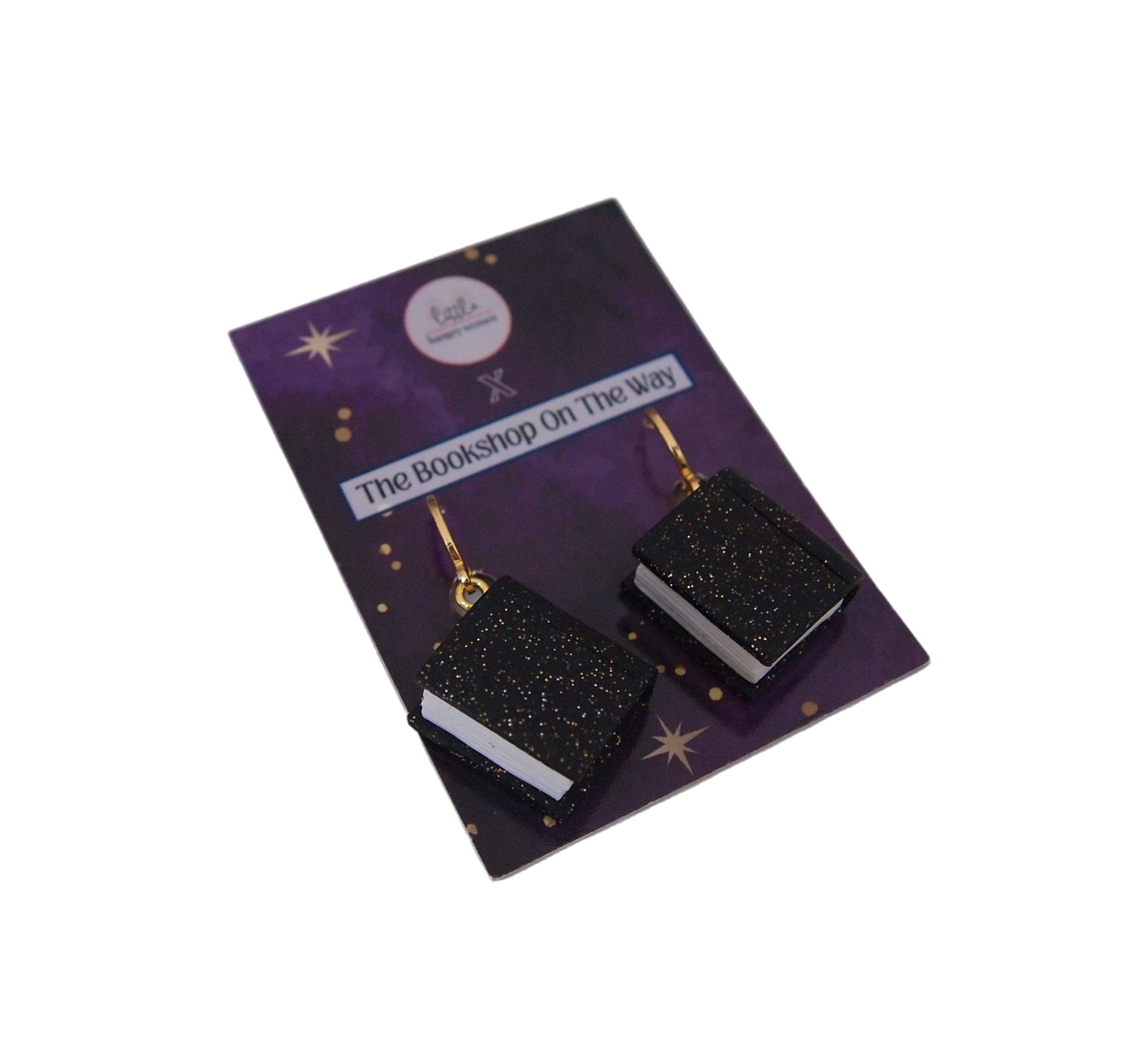 Sparkly Black Book Earrings