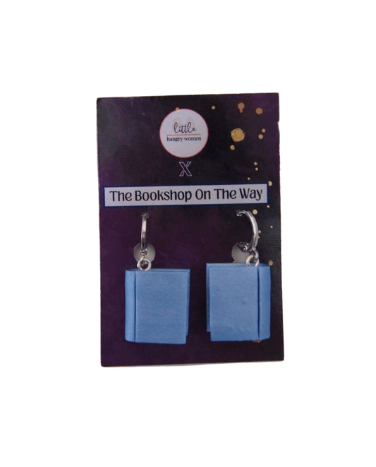 Metallic Blue Book Earrings